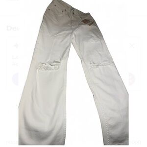 Reformation Cynthia High Relaxed Jean White Destroyed Size 27 NWT